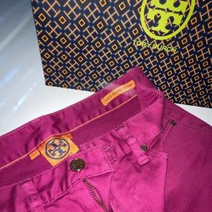 Tory Burch Magenta Alexa Cropped Skinny Jeans